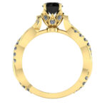 Inel cu diamant negru 1 carat si diamante din aur galben ES336
