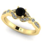 Inel din aur negru 4 mm si diamante transparente din aur ES334