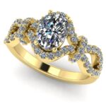 Inel de logodna din aur galben cu diamant oval ES376