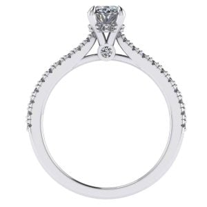 Inel cu diamant oval si diamante de logodna din aur alb ES319