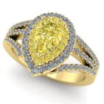 Inel cu diamant para galben 1 carat si diamante incolore secundare 0.72 carate ES359
