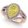 Inel cu diamant para galben 1 carat si diamante din aur logodna ES359