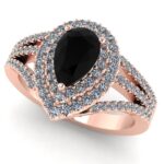 Inel de logodna din aur roz cu 3 verigi incrustate cu diamante halo ES359