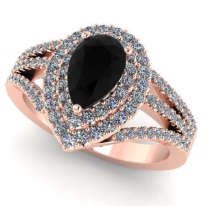 Inel de logodna din aur roz cu 3 verigi incrustate cu diamante halo ES359