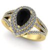 Inel cu diamant negru para si diamante incolore de logodna din aur ES359