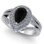 Inel cu diamant para negru si 3 verigi de diamante de logodna ES359