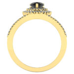 Inel de logodna elegant cu diamant negru lacrima si diamante albe aur ES359