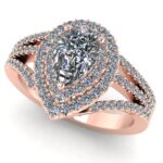Inel cu diamant para si diamante model halo cu 2 cercuri din aur de logodna ES259