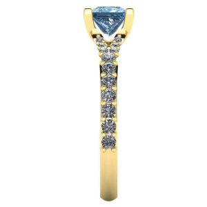 Inel din aur 18k galben de logodna cu diamant patrat albastru ES310