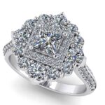 Inel de logodna cu diamant patrat alb certificat GIA din aur alb ES395