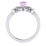 Inel cu diamant roz 0.30 carate si diamante model floral ES334