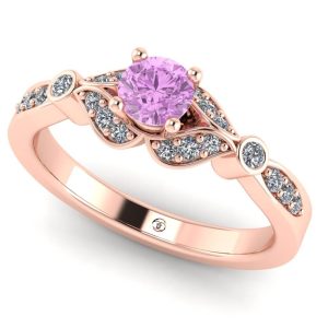 Inel cu diamant roz 0.30 carate si diamante din aur de logodna ES334