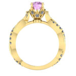 Inel cu diamant roz intens si diamante din aur galben de logodna ES336