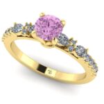 Inel cu diamant roz 0.50 carate din aur galben de logodna ES283