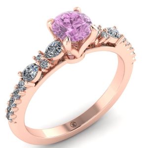 Inel de logodna din aur roz cu diamante naturale fancy ES283