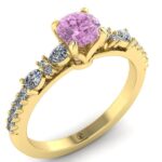 Inel cu diamant roz din aur galben 0.80 carate de logodna ES283