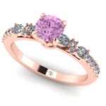 Inel de logodna cu diamant roz 0.90 carate briliant aur roz ES283