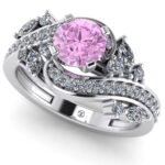 Inel din aur cu diamant roz 0.70 carate si diamante logodna ES341