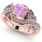 Inel din aur cu diamant roz 0.50 carate si diamante logodna ES341