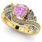 Inel din aur cu diamant roz 0.90 carate si diamante logodna ES341