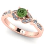 Inel cu diamant verde din aur model floare ES334