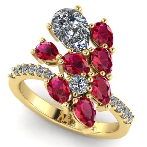 Inel cu diamante si rubine para colectia de lux esan din aur ES300