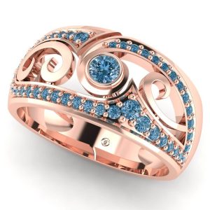 Inel din aur 18k roz cu diamante albastre naturale eternity ES217