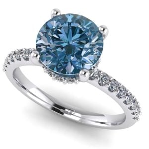 Inel de logodna din aur alb cu diamant albastru model finut ES267