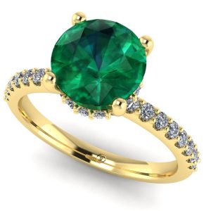 Inel cu smarald si diamante din aur side stones ES267
