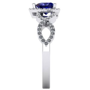 Inel cu safir inima albastru royal si diamante 0.42 ct din aur alb ES240