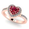 Inel cu rubine si diamante din aur roz model pave de logodna ES399