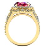 Inel cu rubin oval AAA si diamante transparente din aur galben ES360