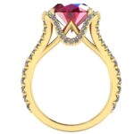Inel dama elegant cu rubin AAA si diamante din aur galben luxury ES373