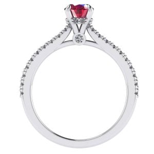 Inel de logodna cu rubin oval natural 7x5 mm si diamantedin aur ES319