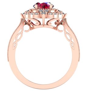 Inel cu rubin oval 7x5 mm si diamante naturale aur roz logodna ES258