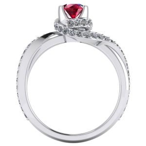 Inel logodna cu rubin si diamante din aur 18karate alb ES358