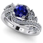 Inel de logodna din aur alb cu safir albastru si diamante naturale ES341
