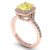 Inel cu safir galben cuhion 9x7 mm si diamante din aur roz logodna ES292