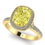 Inel din aur galben 18karate cu safir si diamante naturale halo logodna ES292