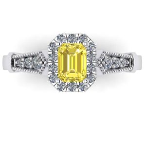 Inel cu safir galben si diamante din aur alb de logodna ES197