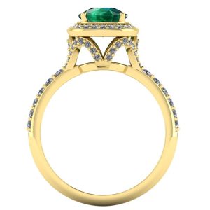 Inel cu smarald cushion si diamante din aur galben de logodna ES292