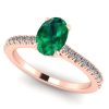 Inel model de logodna cu smarald oval AAA si diamante aur roz ES319