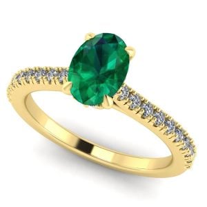Inel model de logodna cu smarald oval si diamante din aur galben ES319