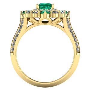 Inel din aur cu smarald si diamante din aur 18k ES395