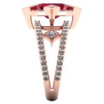Inel dama elegant cu rubin si diamante naturale din aur roz ES311