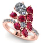 Inel dama cu rubine si diamante din Aur roz 18k luxury ES300