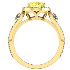 Inel cu safir oval 3 carate si diamante colectia luxury din aur galben de logodna ES374