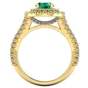 Inel logodna cu 2 randuri cu smaralde verzi din aur galben ES281