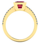 Inel side stones cu rubin si diamante din aur de logodna ES216