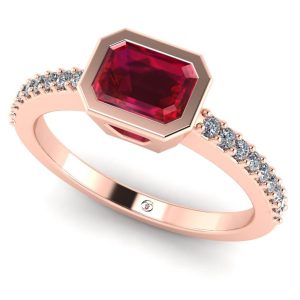 Inel de logodna cu rubin si diamante naturale din aur roz 18k ES216